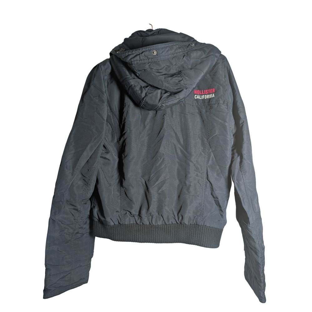 Hollister Black Windbreaker Jacket Lightweight Hooded Full Zip Size Large 0327 - Picture 4 of 6